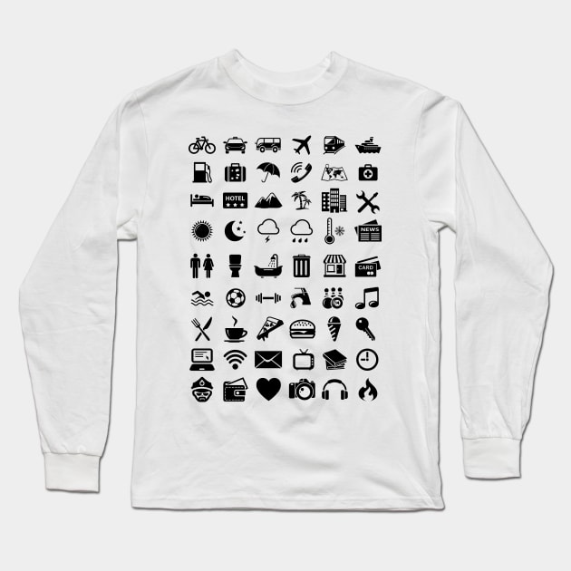 Travel Icons Language Long Sleeve T-Shirt by juyodesign